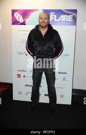 London, Großbritannien. 20 Feb, 2019. Philip Christopher Baldwin, ein prominenter LGBT-Aktivist während der LGBT-Film Festival Start bei BFI Southbank, London gesehen. Credit: Terry Scott/SOPA Images/ZUMA Draht/Alamy leben Nachrichten Stockfoto