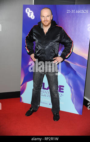 London, Großbritannien. 20 Feb, 2019. Philip Christopher Baldwin, ein prominenter LGBT-Aktivist während der LGBT-Film Festival Start bei BFI Southbank, London gesehen. Credit: Terry Scott/SOPA Images/ZUMA Draht/Alamy leben Nachrichten Stockfoto