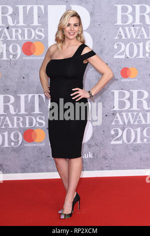 LONDON, GROSSBRITANNIEN. Februar 20, 2019: Gemma Atkinson für die BRIT Awards 2019 in der O2 Arena, London anreisen. Bild: Steve Vas/Featureflash *** EDITORIAL NUR VERWENDEN *** Stockfoto