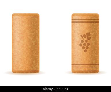 Corkwood Kork für Wein Flasche Vector Illustration auf weißem Hintergrund Stock Vektor