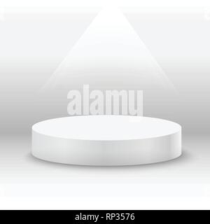Runde weiße Bühne Podium mit Lichtstrahl. Vector Illustration. Stock Vektor