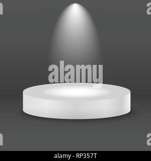 Runde weiße Bühne Podium mit Lichtstrahl. Vector Illustration. Stock Vektor