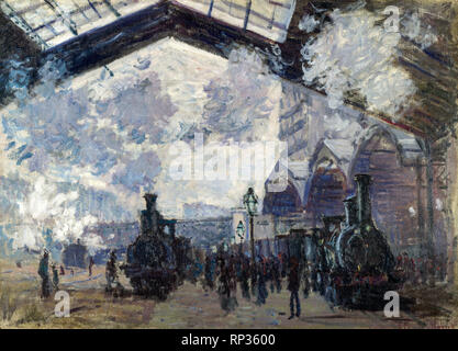 Claude Monet, der Gare Saint-Lazare, Öl auf Leinwand impressionistisches Gemälde, 1877 Stockfoto