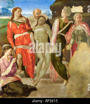 Die grablegung (oder Christus, an sein Grab durchgeführt), Michelangelo, C. 1500, unvollendet Malerei Stockfoto