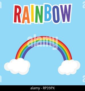 Farbe Rainbow mit Wolken. Vector Illustration Stock Vektor