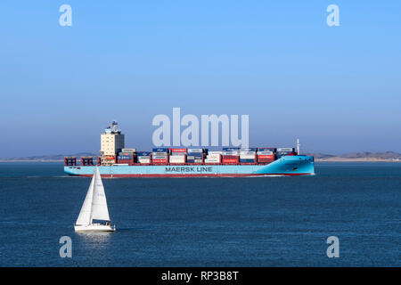 Vuoksi Maersk, Ice-Klasse feeder container Schiff/Schiff von Maersk Line, Dänischen Internationalen Container Shipping Company Stockfoto