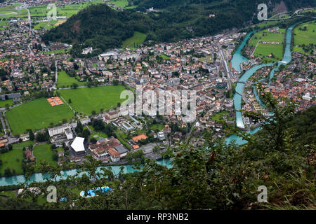 Interlaken aus teil-weise auf den Harder Kulm Stockfoto