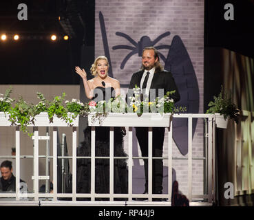 Die amerikanische Schauspielerin Tori Spelling auf der Bühne während der dänischen Award Show Zulu Awards 2016 in Kopenhagen gesehen. Dänemark, 07.04.2016. Mit Ausnahme von Dänemark. Stockfoto