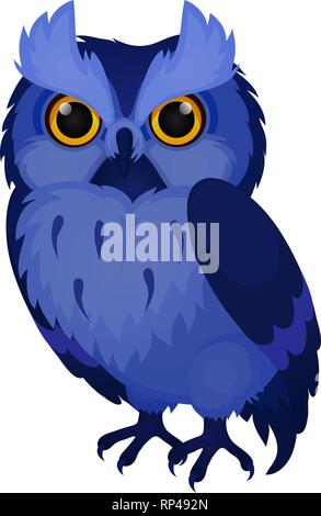Weisen Blaue Eule auf weißem Hintergrund. Vektor cartoon Close-up Abbildung. Stock Vektor