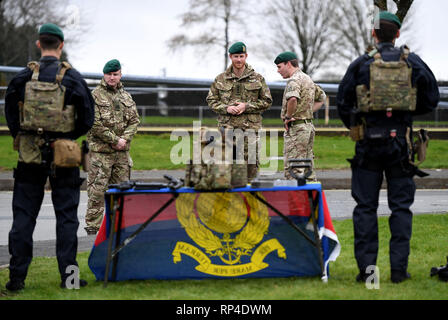 Der Herzog von Sussex bei einem Besuch in 42 Commando Royal Marines an ihrer Basis in Bickleigh. Stockfoto