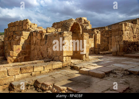 MAMSHIT, Israel/APRIL 10, 2018: Diese alten christlichen Nabatäischen Stadt in der israelischen Wüste Negev wurde nach der muslimischen Eroberung im 7 ce verlassen Stockfoto