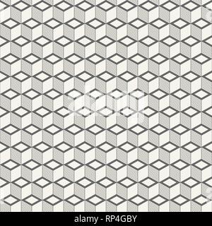 Abstrakte isometrische Würfel nahtlose Muster. Mode grafik hintergrund. Die 3D-Konstruktion. Optische Täuschung. Moderne, elegante Textur. Modernes Design. Stock Vektor