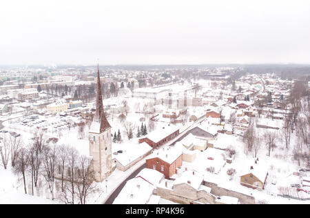 Luftbild der alten Stadt Rakvere in Lanne Viru Grafschaft von Estland Stockfoto