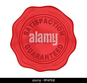 100% Zufriedenheit Garantiert Wachssiegel isoliert Stockfoto