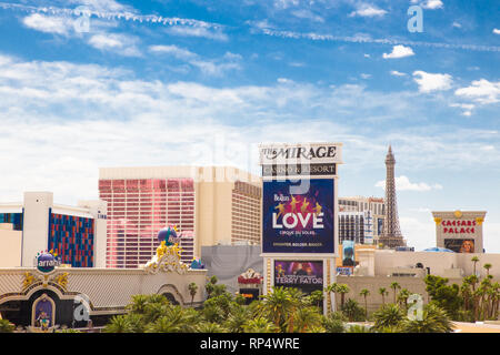 Las Vegas, Nevada - Mai 17, 2017: Stadtbild von Las Vegas Boulevard mit Resort Casino Hotels in Aussicht. Stockfoto