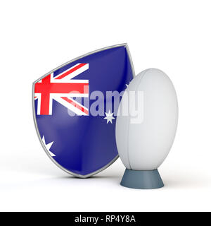 Australien Rugby schild Fahne Symbol mit rugby ball. 3D-Rendering Stockfoto