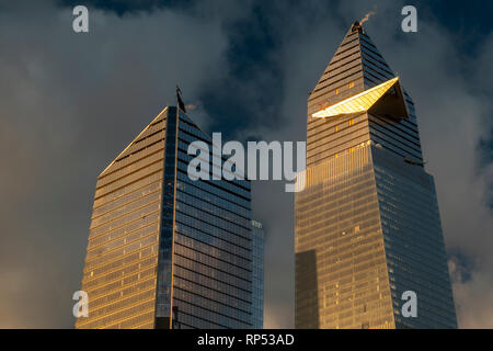 10 Hudson Yards, Links, 30 Hudson Yards, rechts, und andere Entwicklung rund um die Hudson Yards in New York am Montag, den 18. Februar 2019. (© Richard B. Levine) Stockfoto