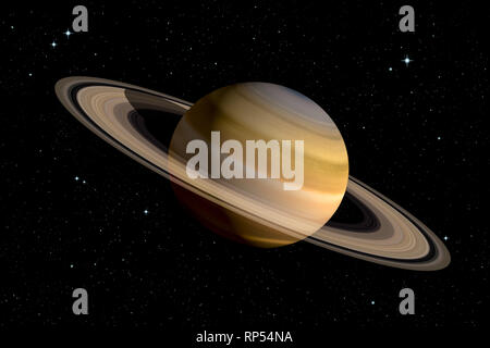 Realistische 3D-Rendering des Planeten Saturn mit seinen Ringen. Platz Abbildung. Einige Elemente von der NASA eingerichtet. Stockfoto