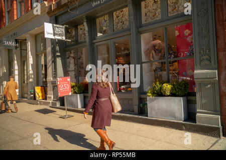 Die Vera Bradley Boutique in Soho in New York am Dienstag, 19. Februar 2019 (Â© Richard B. Levine) Stockfoto