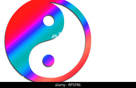 Yin Yang Symbol isoliert auf weißem Hintergrund Stockfoto