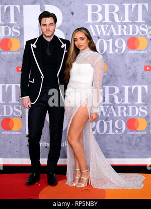 Jed Elliott und Jade Thirlwall Teilnahme an der Brit Awards 2019 in der O2 Arena in London. Stockfoto