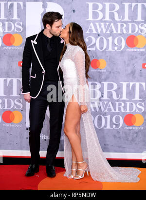 Jed Elliott und Jade Thirlwall Teilnahme an der Brit Awards 2019 in der O2 Arena in London. Stockfoto