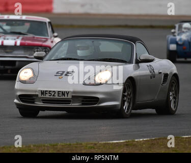 Chris Hudson, Porsche Boxster, VSCC, Pomeroy Trophäe, Silverstone, 16. Februar 2019, Autos, Wettbewerb, Februar, Spaß, historische Autos, kultige, Motor s Stockfoto