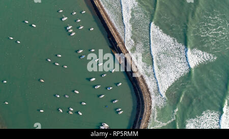Luftaufnahme von Yachten in Jard-sur-Mer Port, Vendee Stockfoto
