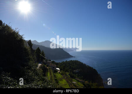 Nordwestküste Mallorcas, Banyalbufar, Mallorca, Balearen, Spanien Stockfoto