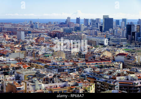 Panoramablick auf das Zentrum der Stadt Barcelona, Spanien Stockfoto