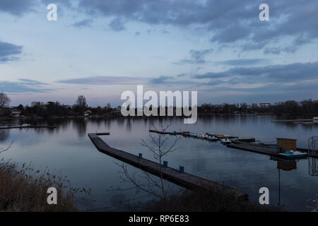 Blick von der Alte Donau, Wien Stockfoto