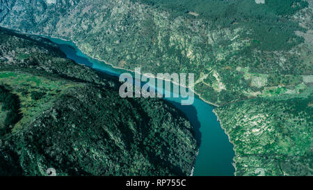 Luftaufnahme der Canyon des Río Sil. Galizien, Spanien. Stockfoto