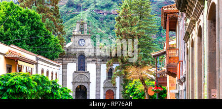 Schönen Dorf Teror, Ansicht mit traditionellen clorful Häuser, Gran Canaria, Spanien. Stockfoto