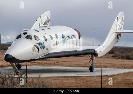 Full-size Replik der Raumgleiter von Virgin Galactic an Spaceport America in New Mexico Stockfoto