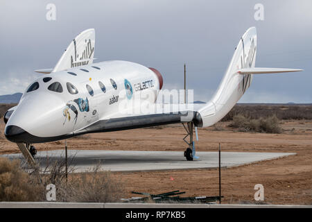 Full-size Replik der Raumgleiter von Virgin Galactic an Spaceport America in New Mexico Stockfoto