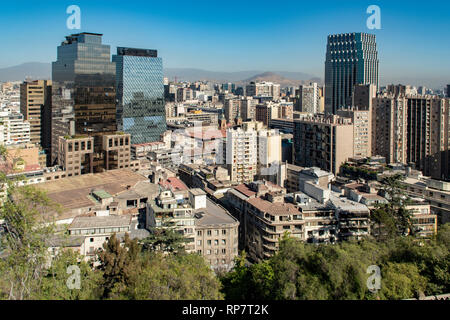 Blick auf die Stadt vom Cerro Santa Lucia, Santiago, Chile Stockfoto