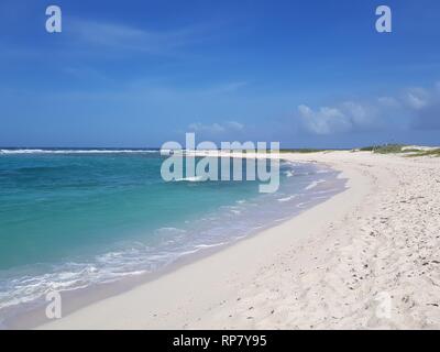 Romantische Strand mit weißem feinen Sand in Aruba. Stockfoto