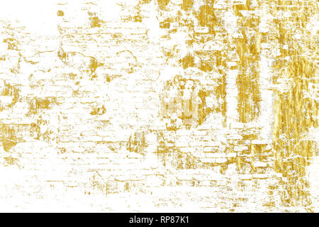 Gold Spritzer Textur. Pinselstrich design Element. Gold aquarell Texturen Muster der Risse, Schrammen, Chips, Flecken, ink spots, Leitungen Stockfoto