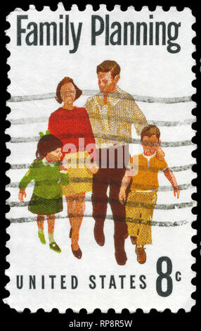 USA - ca. 1972: einen Stempel in den USA gedruckten zeigt die Familienplanung, ca. 1972 Stockfoto