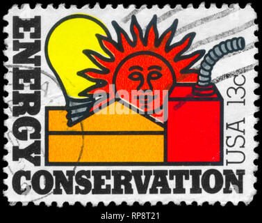 USA - ca. 1977: einen Stempel in den USA gedruckten zeigt die Erhaltung der Nation, Energie, Ressourcen, Energie, ca. 1977 Stockfoto