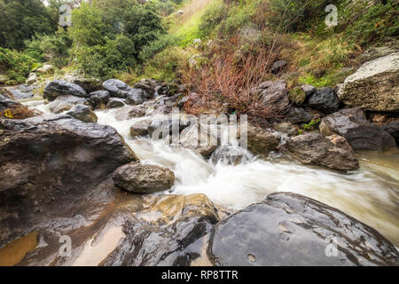 Sa'ar Wasserfall, kleinen Wasserfall an der Bergstraße, nördlichen Israel Stockfoto