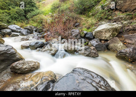 Sa'ar Wasserfall, kleinen Wasserfall an der Bergstraße, nördlichen Israel Stockfoto