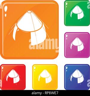 Conic zelt Icons Set Vector Farbe Stock Vektor