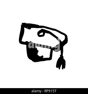 Student hat grunge Symbol. Hand Tinte Bürste Vector Illustration gezeichnet. Stock Vektor