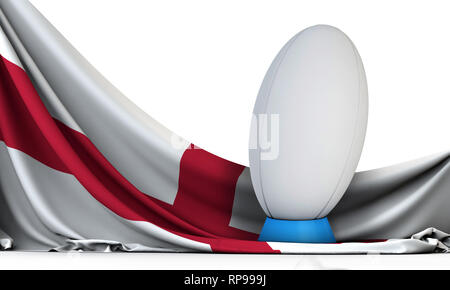 England Fahne mit Rugby Sport Ball. 3D-Rendering Stockfoto