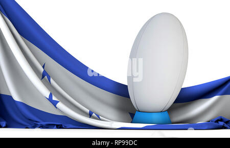 Honduras Fahne mit Rugby Sport Ball. 3D-Rendering Stockfoto