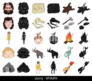 Alter, Antike, antike, Kunst, bärenfellmütze, Anfang, Knochen, Brennen, Lagerfeuer, Cartoon, schwarz, cavechild, caveman, cavewoman, Sammlung, Kultur, Design, Entwicklung, Dinosaurier, Epoche, Gesicht, Fauna, Fische, Fossilien, Hand, menschliche, Menschlichkeit, Icon, Illustration, isoliert, Leben, Logo, Mammut, Mensch, Malerei, Menschen, Periode, primitive, Set, Schild, Speer, Stein, Überleben, Symbol, Werkzeug, Taschenlampe, Schlagstock, Vector, Web, wolliges Vektor Vektoren, Stock Vektor