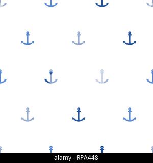 Anker vektor Textur - einfache Abbildung. Spärliche nahtlose maritimen Hintergrund. Blau und Weiß. Stock Vektor