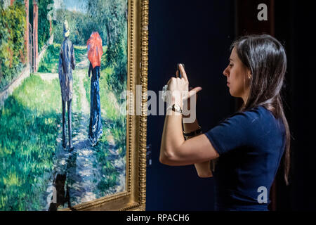 London, Großbritannien. 21 Feb, 2019. Gustave Caillebotte (1848-1894) chemin Montant, est £ 8 m+ - Christie's präsentiert eine Ausstellung mit Werken von seiner bevorstehenden Impressionistischen und modernen Kunst und die Kunst Der surrealen Vertriebs, die am 27 Feb, bei Christie's King Street nehmen. Credit: Guy Bell/Alamy leben Nachrichten Stockfoto