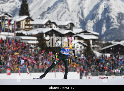 Seefeld, Österreich. 21 Feb, 2019. Langlauf, Weltmeisterschaft, Cross Country - Sprint Freestyle, Frauen, Qualifikation: Sofie Krehl aus Deutschland in Aktion. Credit: Hendrik Schmidt/dpa-Zentralbild/dpa/Alamy leben Nachrichten Stockfoto